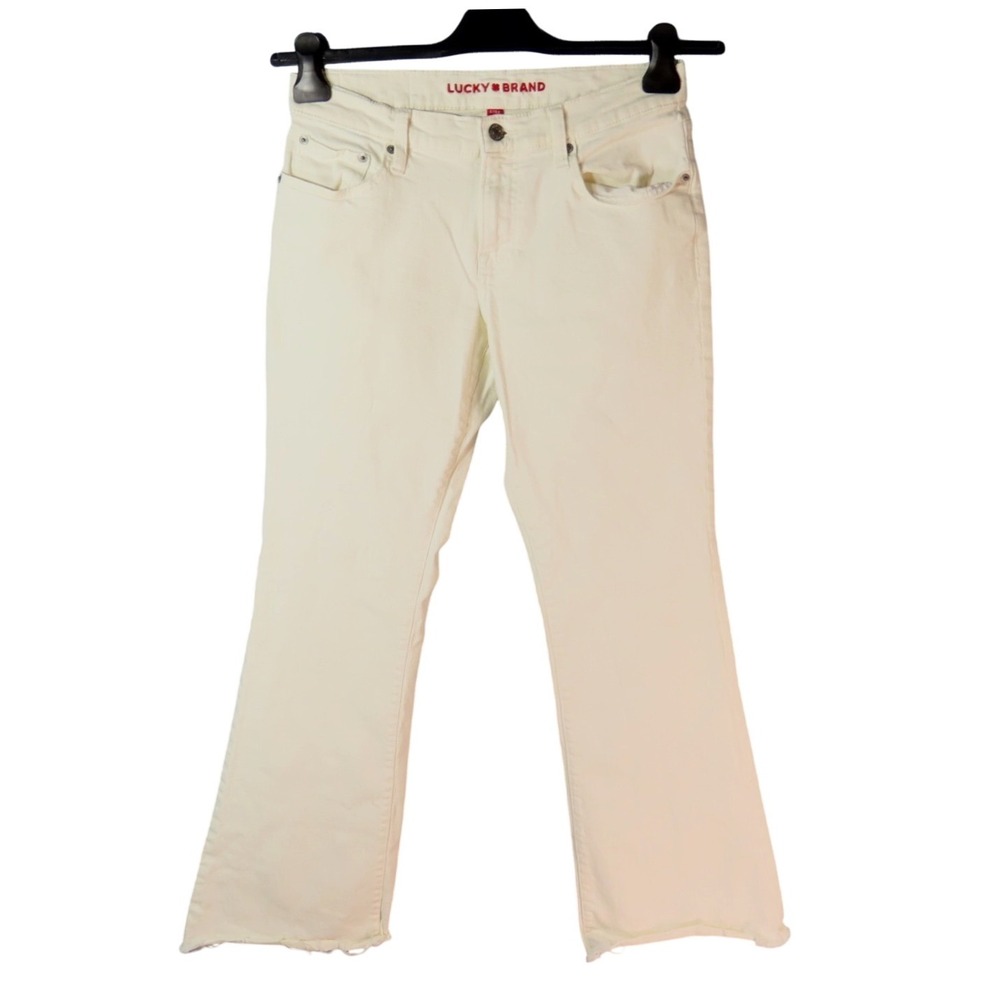 LUCKY BRAND JEANS Off-White Denim SWEET MID-RISE FLARE Hem Cut-Off 6/28 R